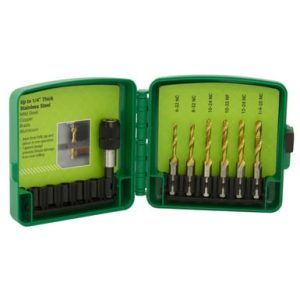 Trousse de 7 mèches-tarauds pour acier inoxydable (métrique)